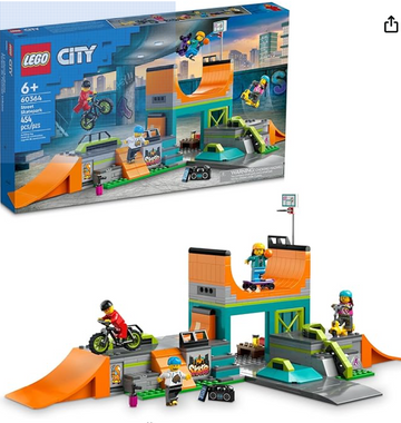 LEGO City Street Skate Park Building Toy Set, Includes a Skateboard, BMX Bike, Scooter and in-line Skates, Plus 4 Minifigures for Pretend Play, Fun Gift for Kids and Skating Fans, 60364